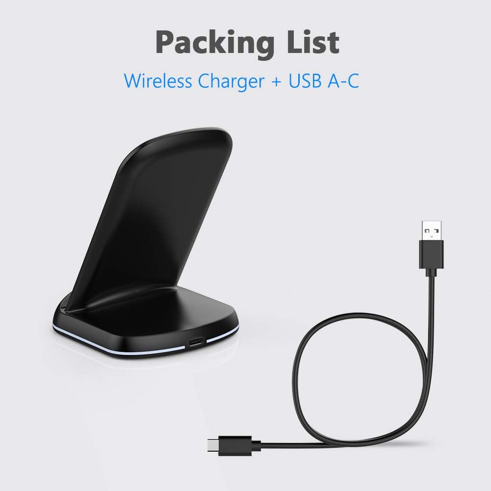 Yootech Wireless Charger,10W Max Wireless Charging Stand, Compatible with iPhone 17/17 Pro/17 Pro Max/Air/16e/16/16 Plus/16 Pro Max/15/14/13/SE 2022/12/11/X/8, Galaxy S25/S24/S23/S22(No AC Adapter)