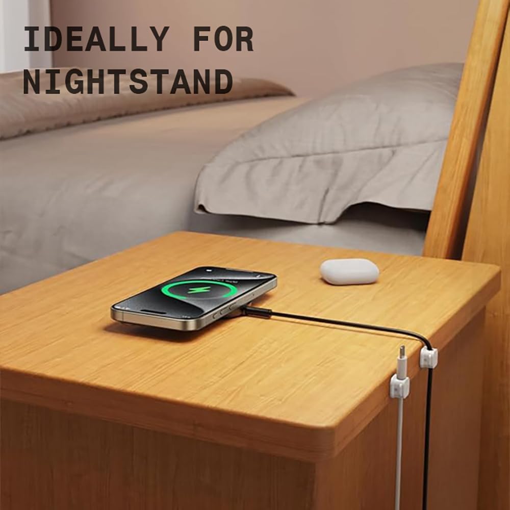 Generic 6 Pack Magnetic Cord Holder, Adhesive Wire Organizer, Under Desk Cable Clip Management, Cord Keeper Organizer for Office Home Desk Wall Nightstand (White)