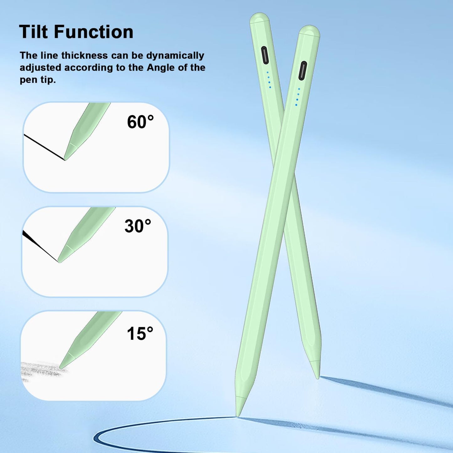 Stylus Pen for iPad 9th&10th - Type-c Charging Pencil for ipad Palm Rejection Active Pen Compatible with (2018-2025) Apple iPad 6/7/8/9/10/11(A16), Air 3/4/5/M2/M3, Mini 5/6, Pro 11"/12.9"/M4(Green)