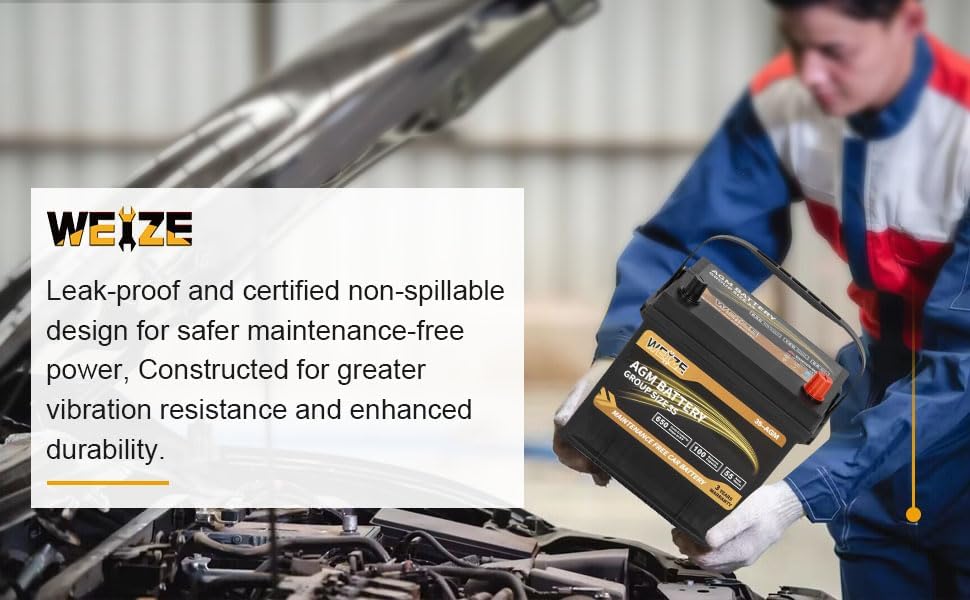 Weize Platinum AGM Battery BCI Group 24F Automotive Battery, 120RC, 710CCA, 36 Months Warranty, Dimensions 10.75" L x 6.81" W x 8.98" H