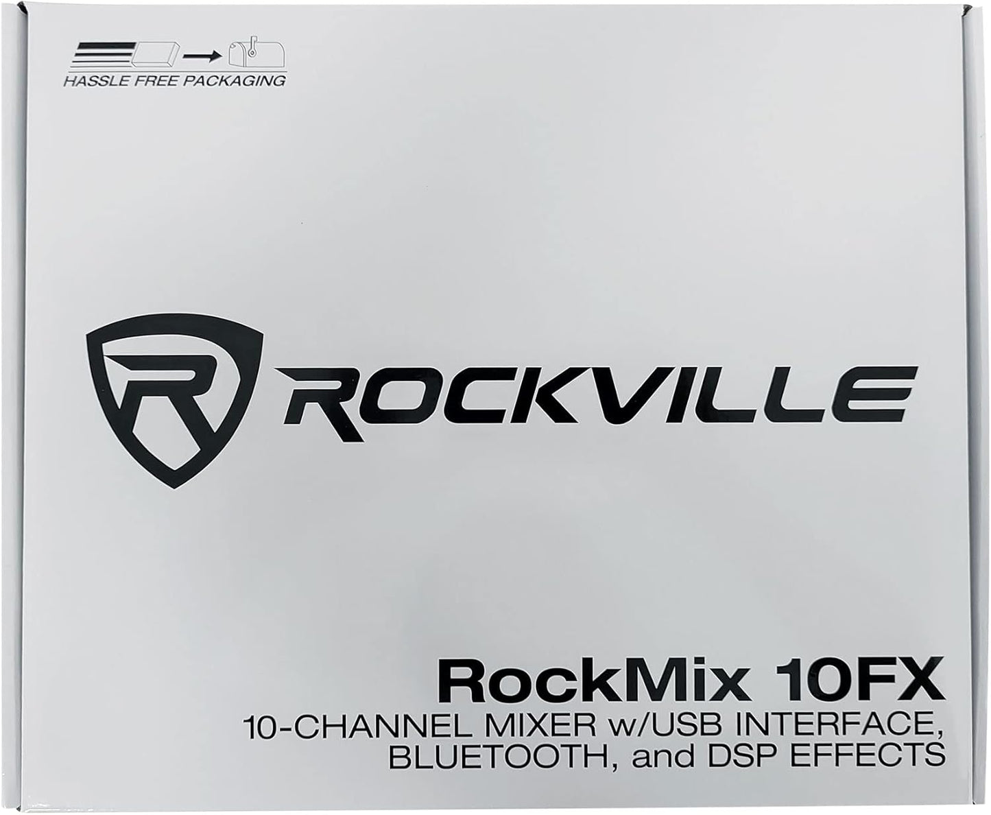 Rockville ROCKMIX 10FX 10-Channel Mixer, USB Recording Interface, Digital Effects, 3-Band EQ, Phantom Power, Bluetooth 5.0, for Home Studio, Podcast, and Live Performance