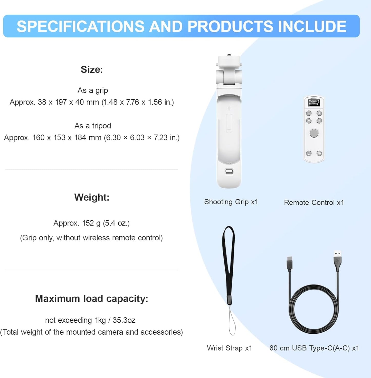 AODELAN for Canon Camera Tripod with Rechargeable Wireless Shutter Release,Shooting Grip Remote Control Handle for R10/ M50/EOS M6 Mark II/R/RP /90D /6D Mark II /R5/850D /Rebel SL2 /T7i /G5 X Mark II
