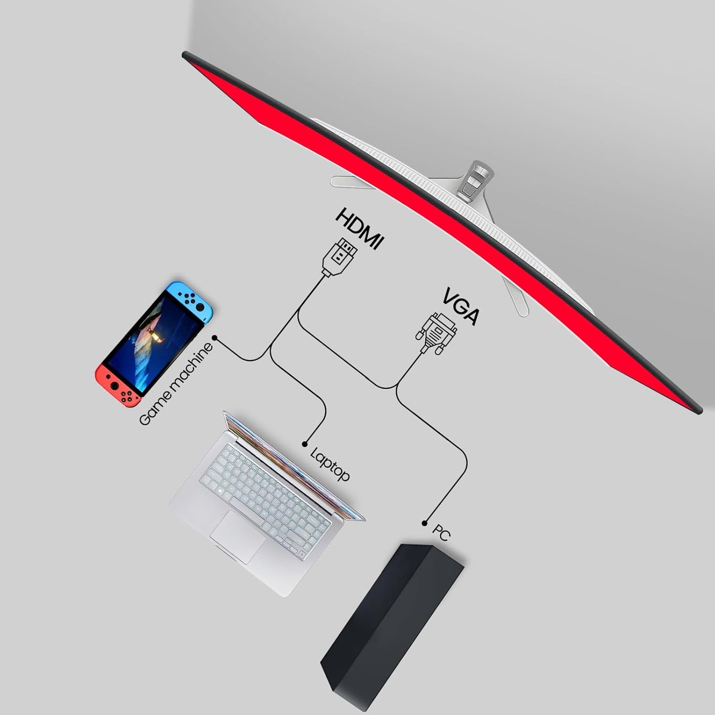 CRUA 27" Curved White Monitor, Full HD(1920x1080P) VA Panel 1800R 100HZ 120% sRGB Professional Computer Monitors, 3Sides Frameless, Flicker-Less,Blue Light Filter, for Office & Gaming (VGA, HDMI)