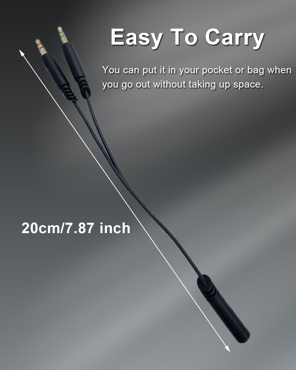 Headphone Splitter 3.5mm Female to 2 Dual 3.5mm Male Headphone Mic Audio Y Splitter Cable for Computer Headset Microphone Gaming Speaker to Dual Jack PC Laptop Adapter,Black