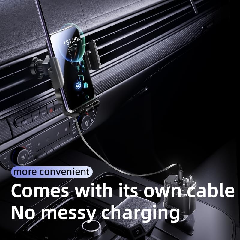 Magnetic Phone Holder Car Wireless Charger, 66W Fast Charging Phone Mount 360 Adjustable Rotatable Auto-Clamping Car Vent for Mount - Dashboard Phone Holder for iPhone/Android/Samsung (Black)