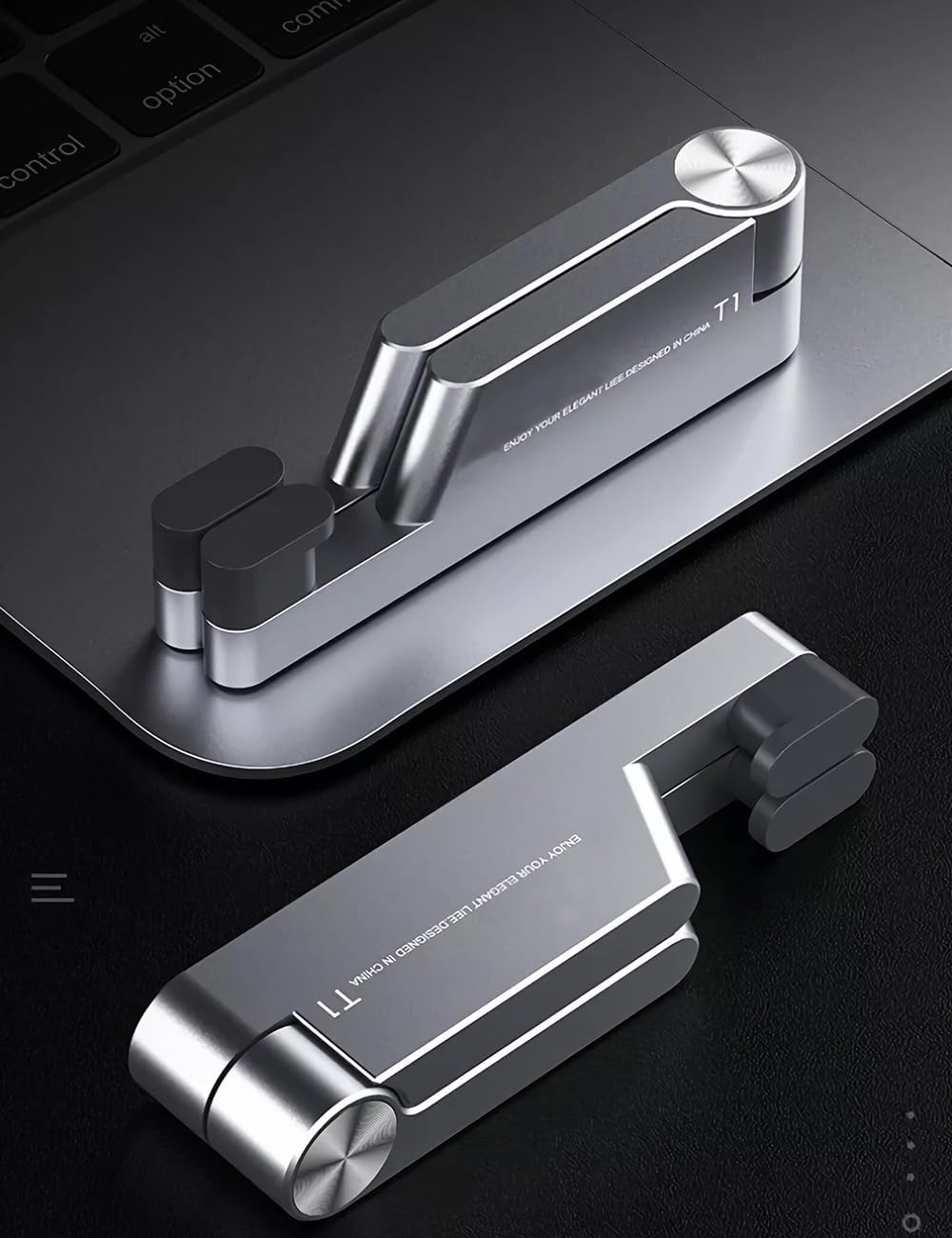 MONEER Cell Phone Stand, Phone Stand for Desk, Foldable & Portable iPhone Stand, Cell Phone Holder Desk Compatible with All Mobile Phone, iPhone, iPad mini, Tablet 4-10.5" (Silver)