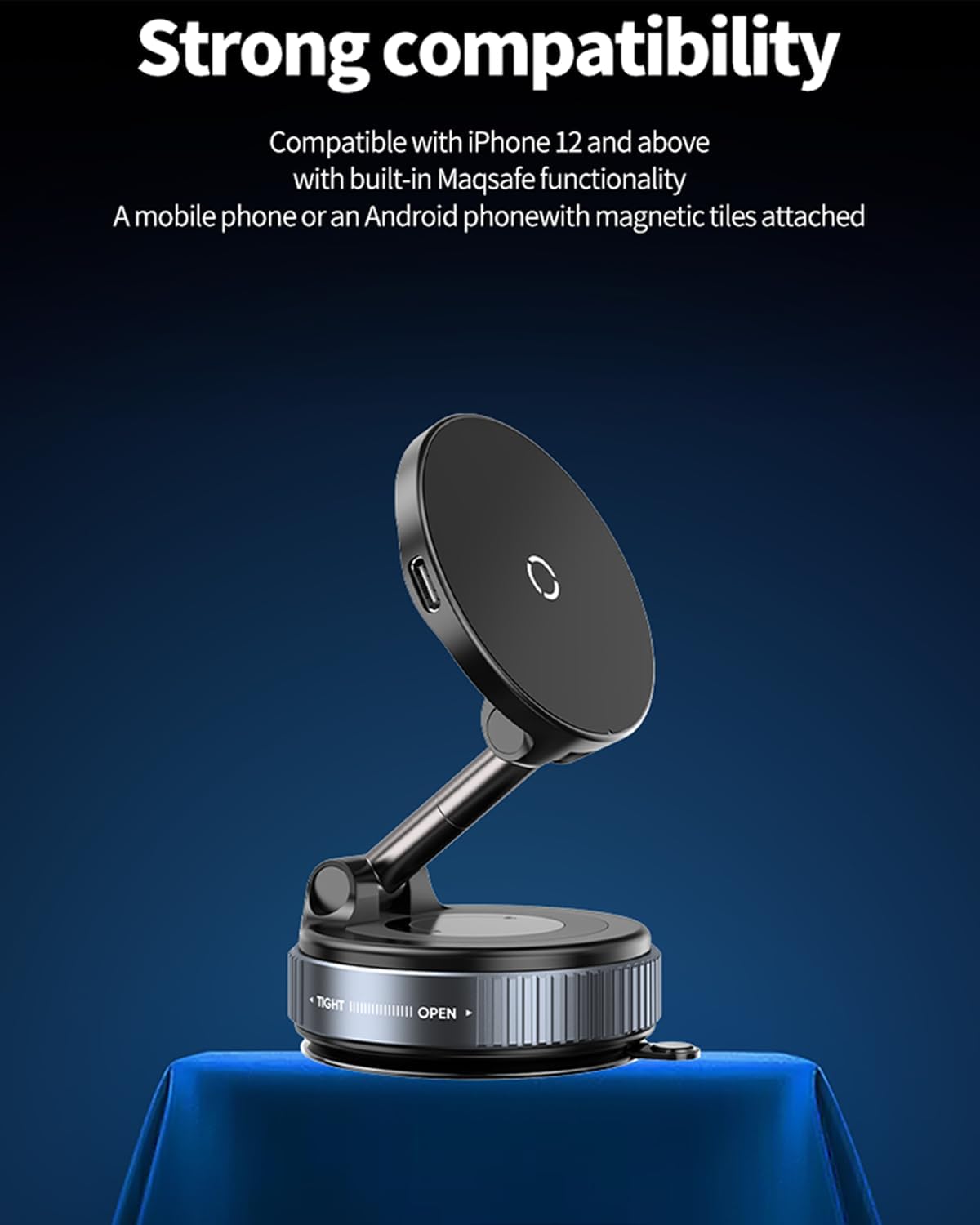 Spinning Vacuum Magnetic Phone Holder 15W Fast Wireless Charger for All Smartphones & All Car Models Holds Like Glue on Bumpy Roads! FCC Certified car Phone Mount Magnetic