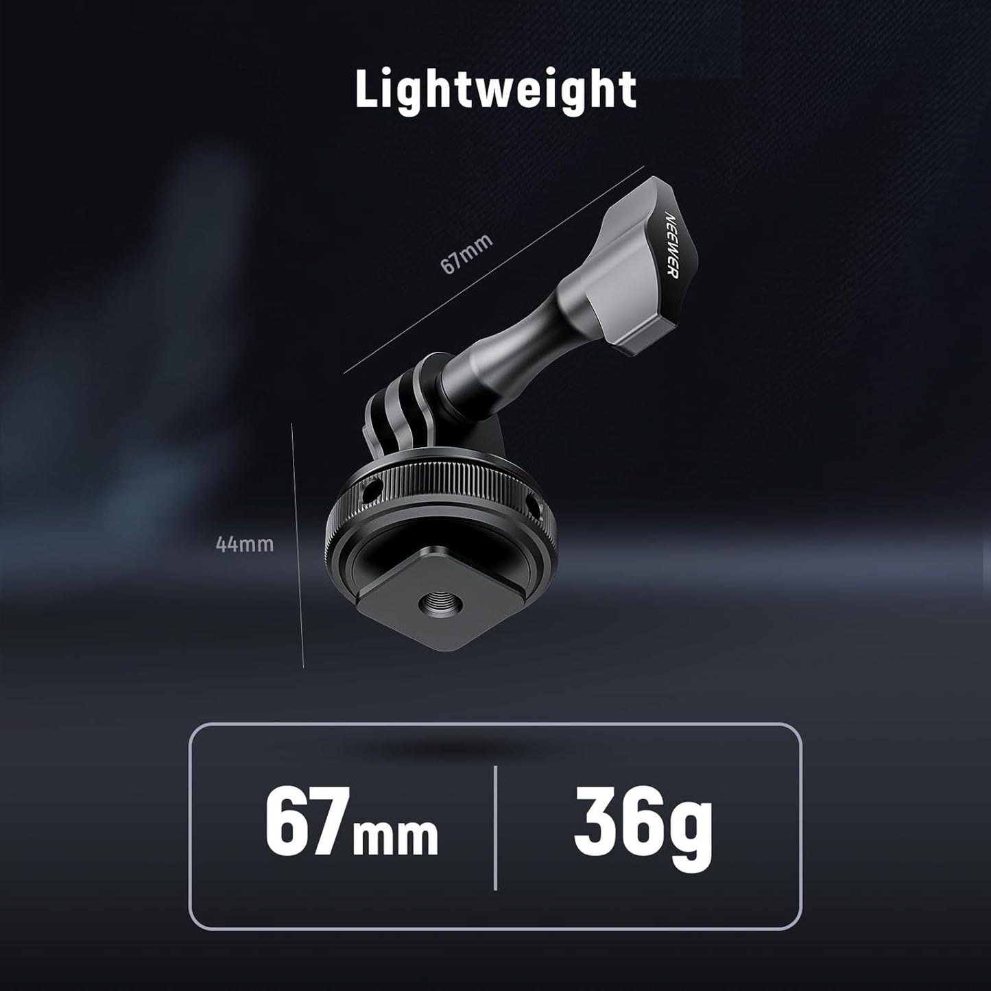 NEEWER Action Camera Cold Shoe Mount Adapter Compatible with GoPro Accessories Go Pro DJI Insta360 AKASO, Metal 1/4" Thread Hot Shoe Mount for Mini Tripod Selfie Stick, 180° Tilt, GP-63