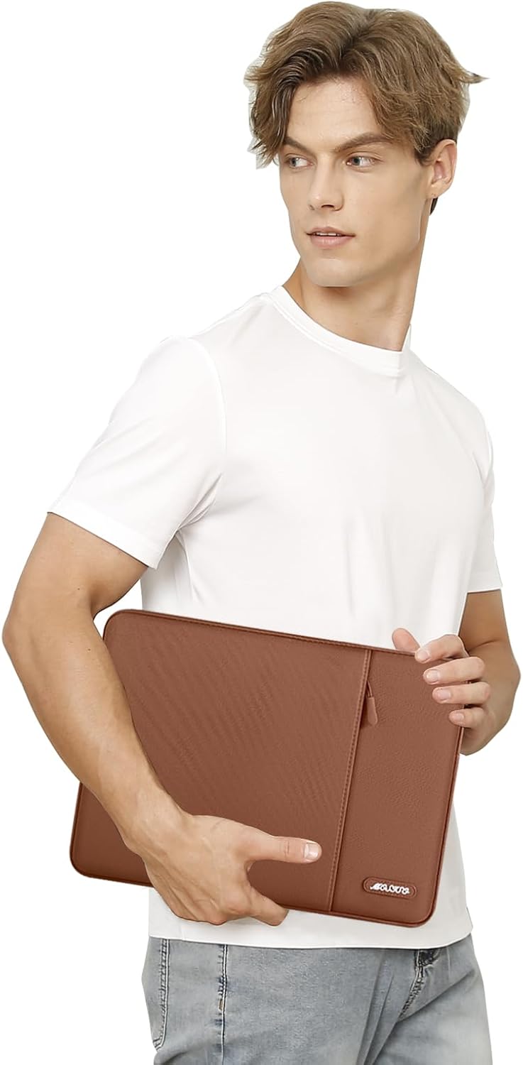 MOSISO Laptop Case 13 inch, 13 inch Laptop Sleeve Compatible with MacBook Air M4 M3 M2 M1 2025-2018 / Pro M2 M1 2025-2016, Polyester Vertical Computer Sleeve Bag with Pocket, Caramel Brown