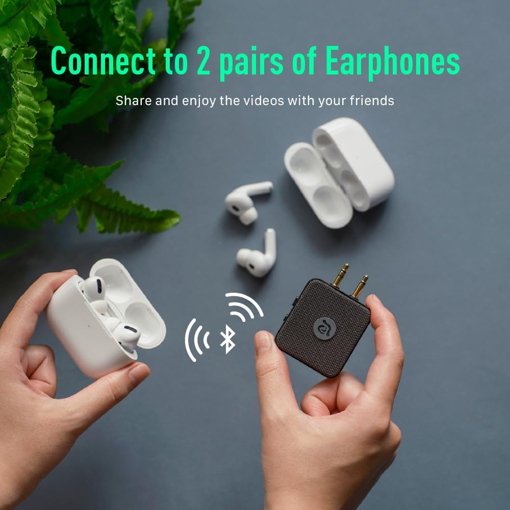ADAM elements EVE II Bluetooth Transmitter + Receiver - Wireless Audio Adapter w/Foldable Dual 3.5 mm AUX Plug for Nintendo Switch, TV, Home/Car Stereo, Airline in-Flight Systems