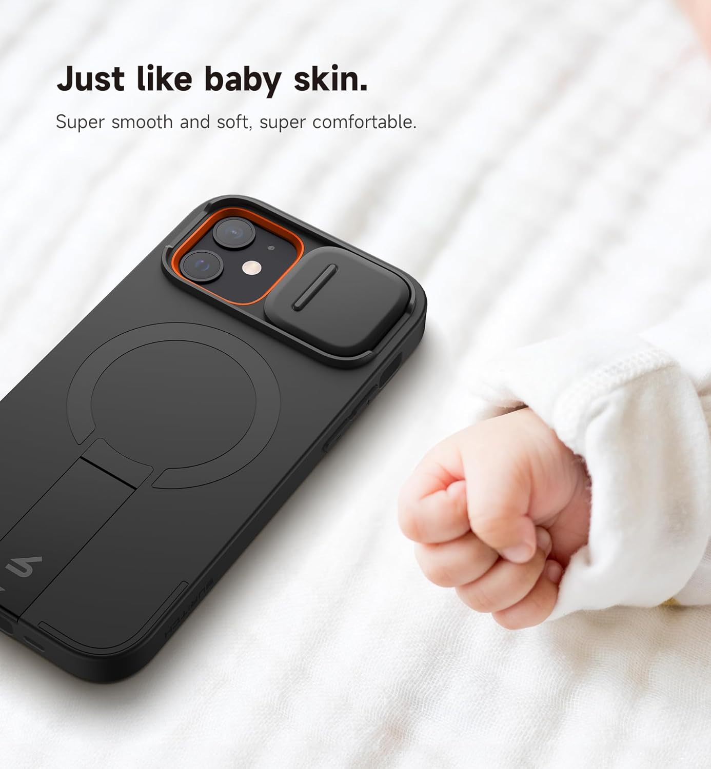 SURITCH for iPhone 12/12 Pro Case with Magnetic Camera Slide Cover and Adjustable Kickstand, Compatible with MagSafe, Shockproof Bumper Case Slim Protective Cover for iPhone 12/12 Pro 6.1 Inch, Black