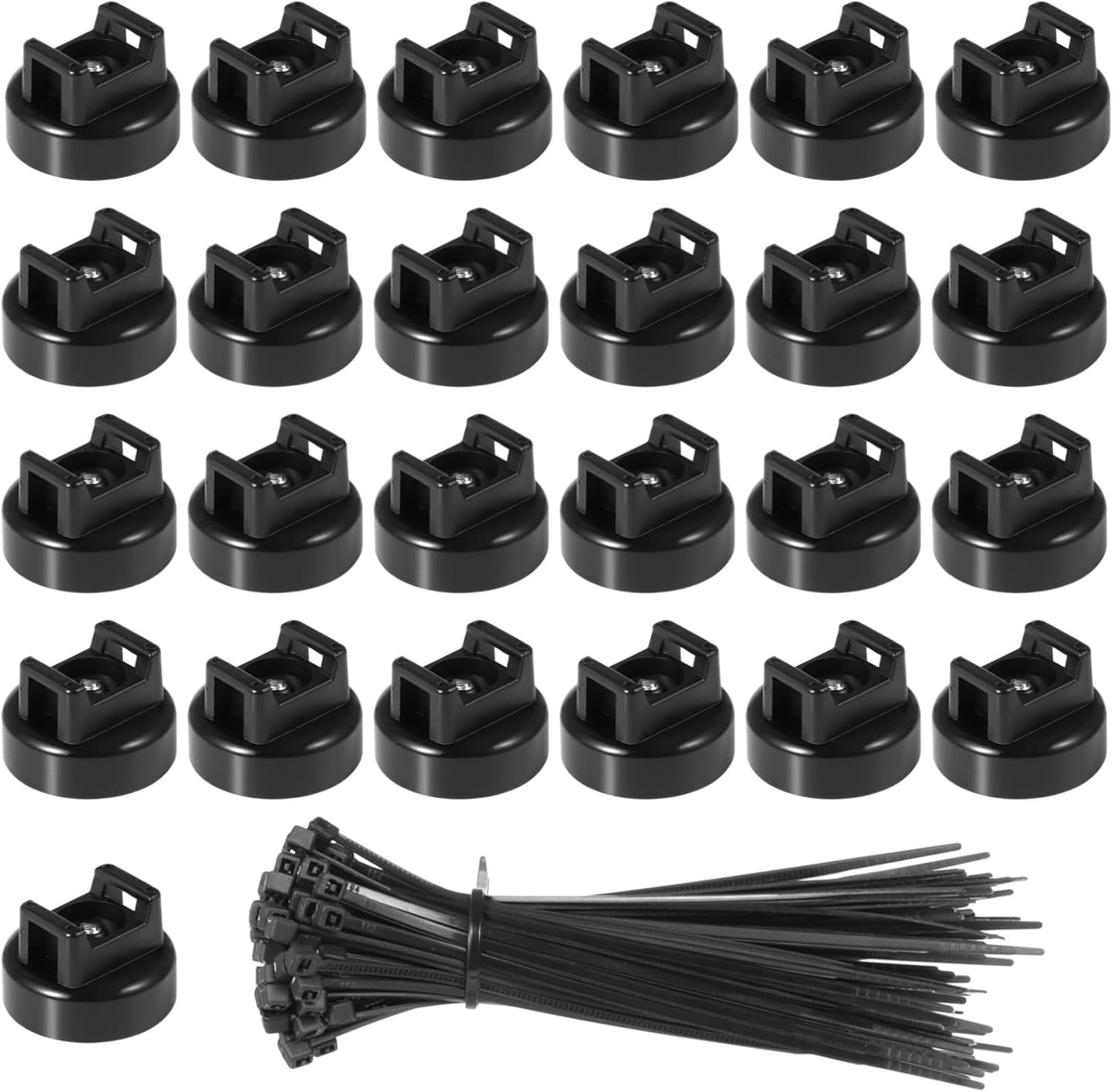Magnetic Cable Zip Tie Mounts, 25 Pcs Magnets with 100 Pcs Cable Zip Ties, Multipurpose Magnetic Cables Holder for Cables Management, Wire Management Bases