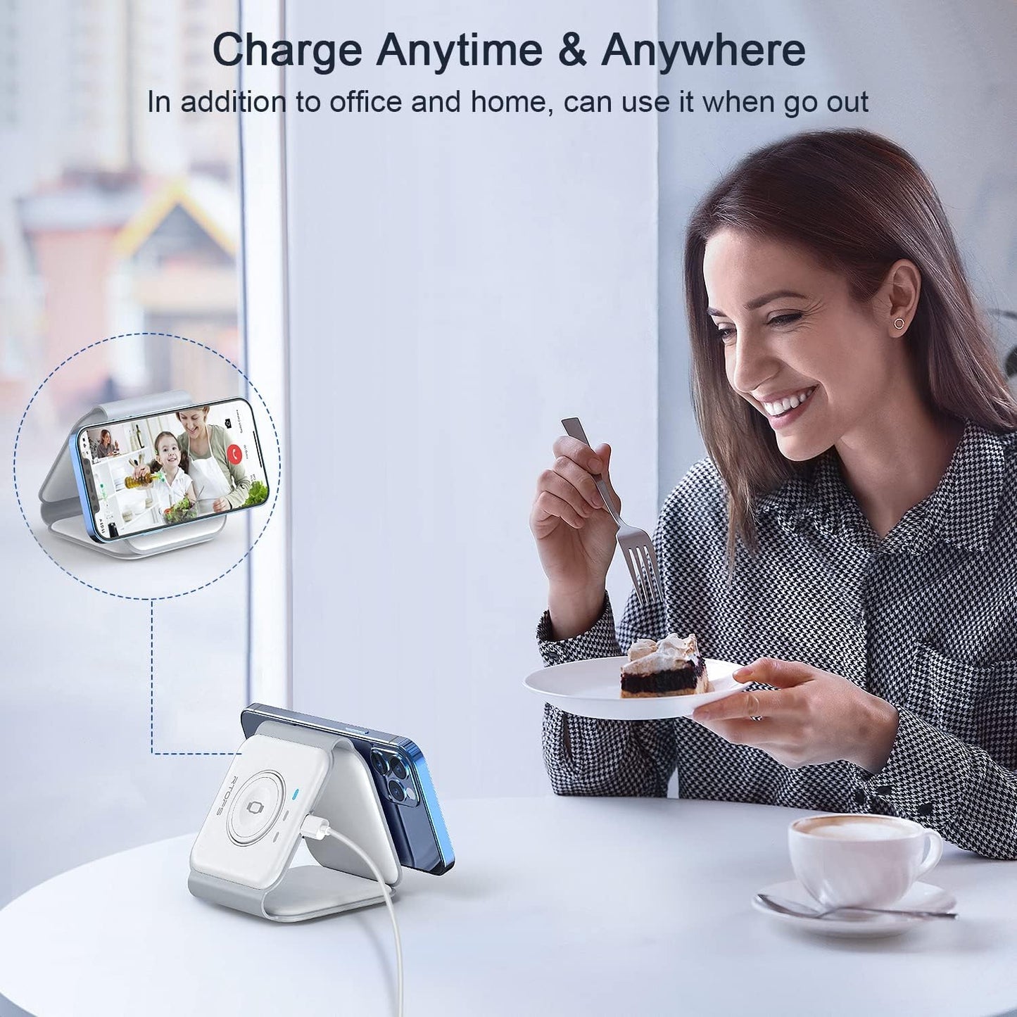 Wireless Charger 3 in 1,RTOPS Magnetic Travel Wireless Charging Station Multiple Devices,GaN 3 in 1 Charging Station,Compatible for iPhone16/15/14/13/Pro/Max,iWatch,AirPods4/3/2/Pro(Adapter Includes)
