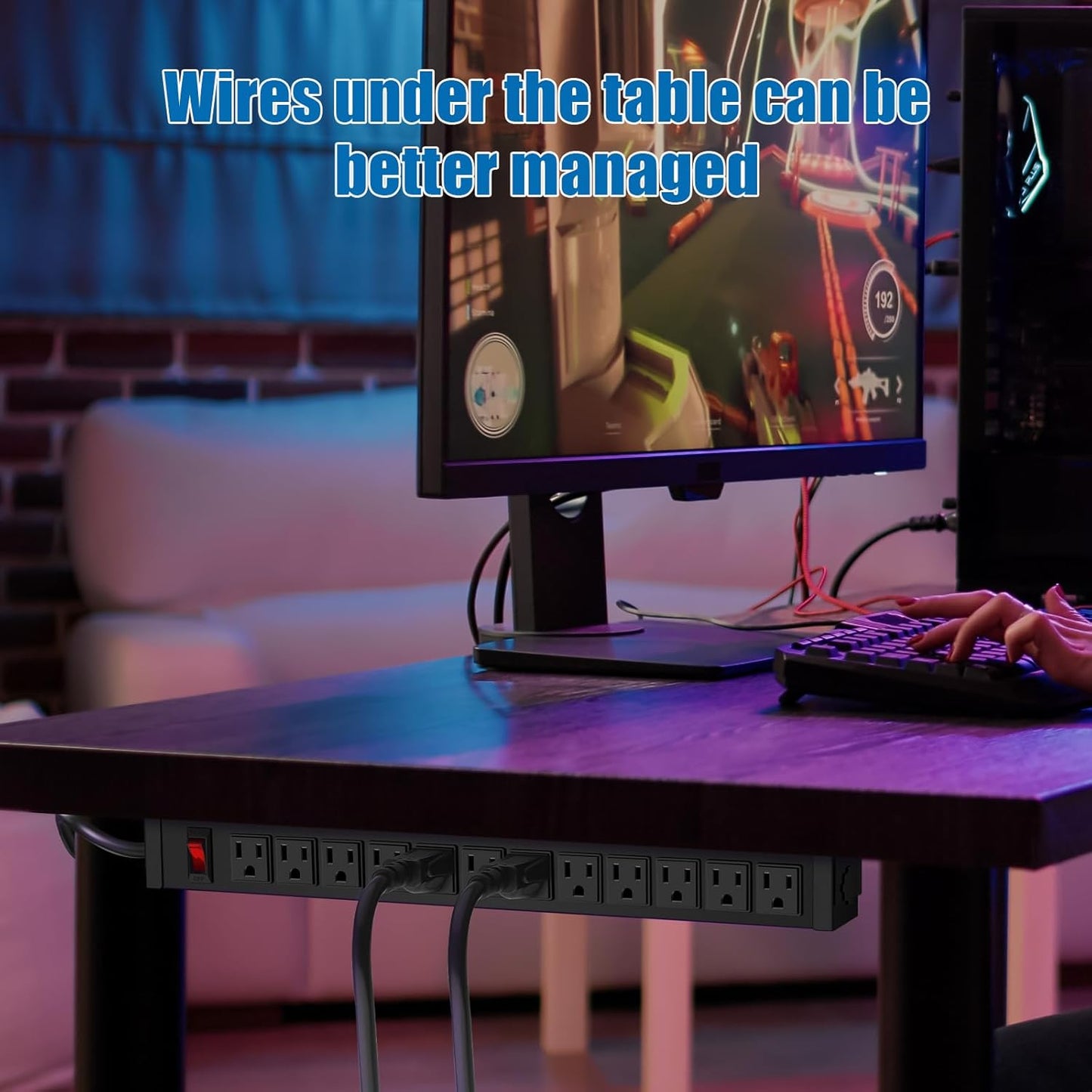 HHSOET Rotating Mountable Power Strip, 12 Outlet Wall Mount Surge Protector, Metal Heavy Duty and Versatile Outlet Strip, Stylish Appearance, Sturdy and Durable, 50ft Power Cord.(Black)