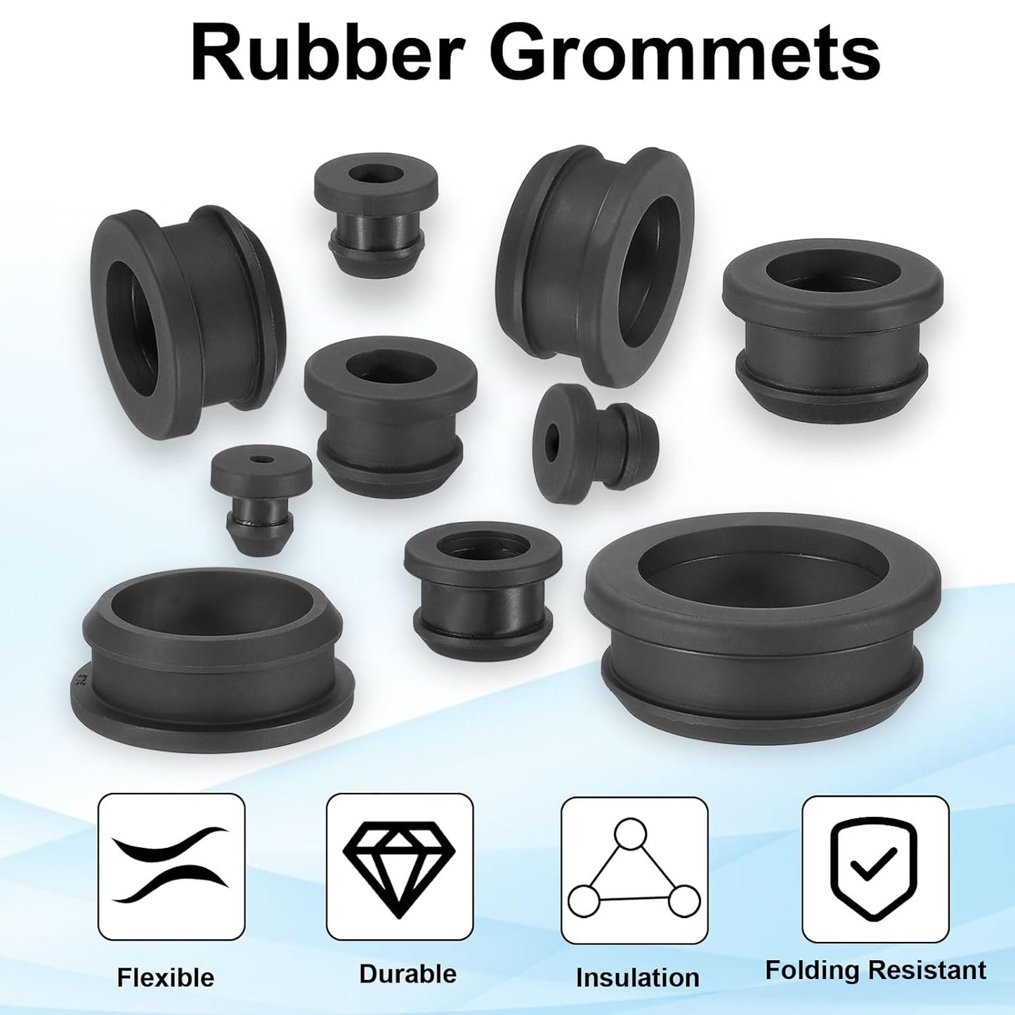 PATIKIL 26mm / 1 Inch Drill Hole,13/16 Inch ID Rubber Grommets, 3Pcs Top Hat Grommet for Wiring Eyelet Ring Gasket Automotive Firewall Cable Hole Plugs Wires Protection, Black