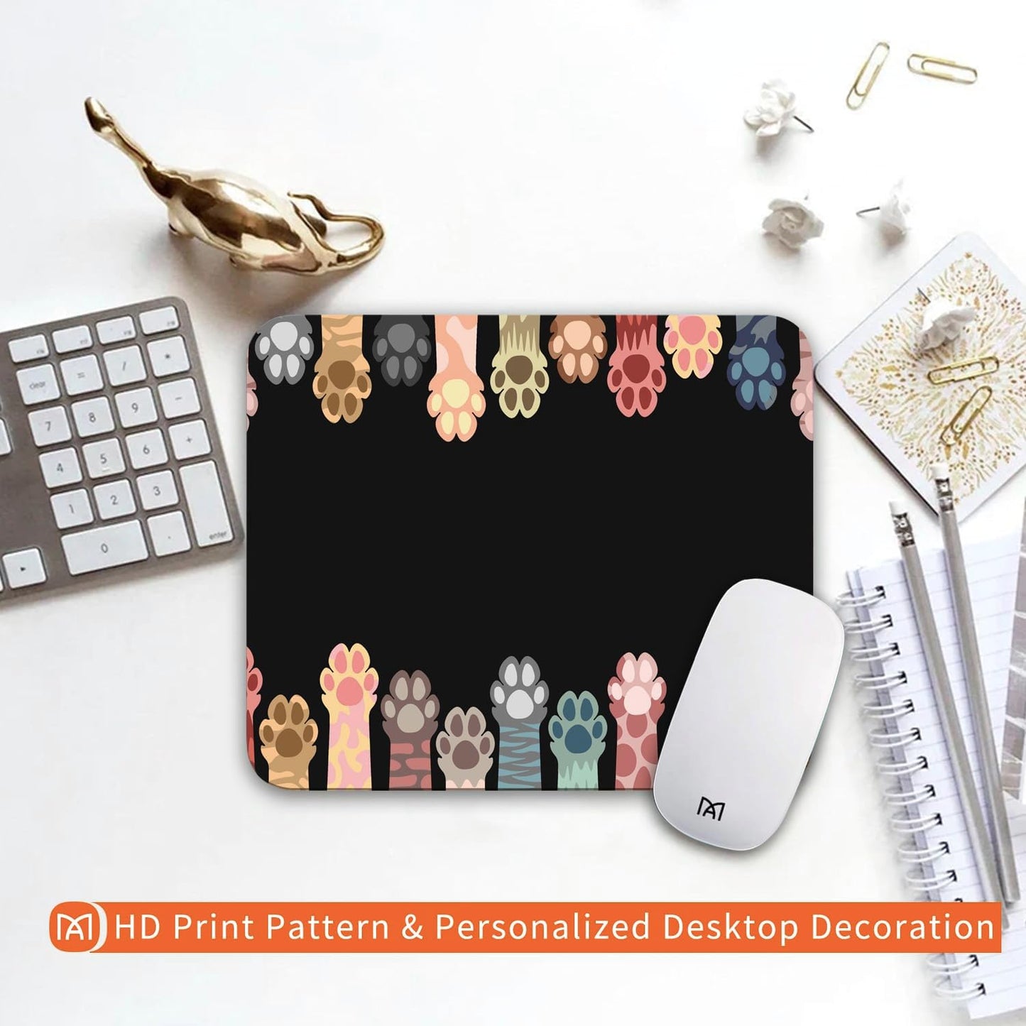 Square Mouse Pad Cute Cat Claw,Personalized Premium-Textured Custom Mouse Mat Design,Washable Mousepad Cloth,Non-Slip Rubber Base Computer Mouse Pads for Wireless Mouse