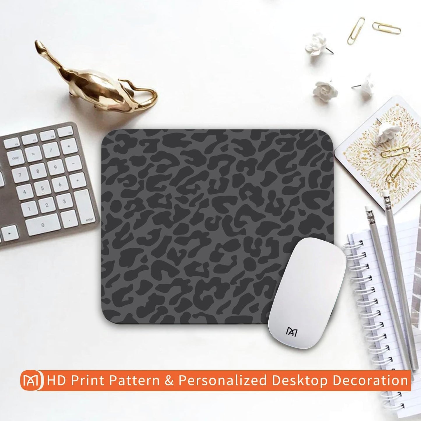 Square Mouse Pad Black Leopard,Personalized Premium-Textured Custom Mouse Mat Design,Washable Mousepad Cloth,Non-Slip Rubber Base Computer Mouse Pads for Wireless Mouse