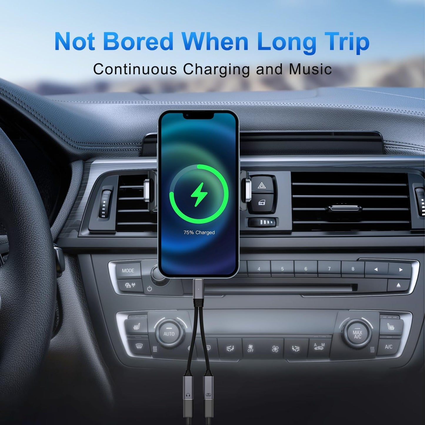 USB C Splitter,2 in 1 USB C Headphone and Charger Adapter Audio Dongle Cable with PD 100W for iPhone 16 15 Pro Max, Pixel 9 8 7, Galaxy S24 S23 S22, iPad Pro