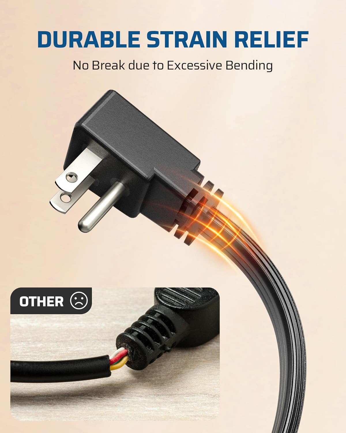 DEWENWILS 6FT Flat Plug Extension Cord with 3-Prong Flat Plug, 15A/1875W 14/3 SPT-3 Flat Wire, Space Saving for Home Office Appliances & Electronics, ETL Listed, 2 Pack, Black