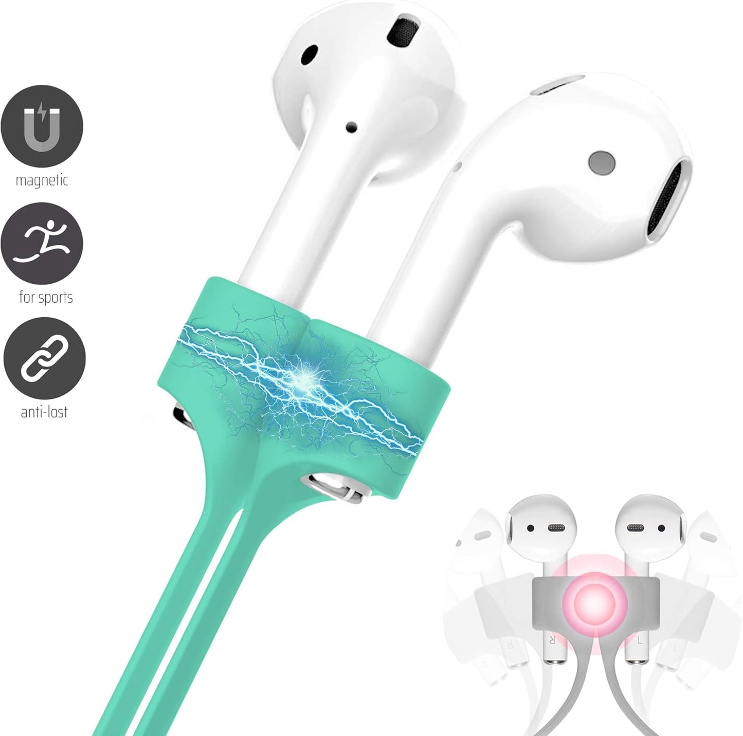 Ultra Strong Magnetic Airpod Pro Strap Anti-Lost Cord Sports Lanyard Compatible with Airpods 3rd 2nd Generation Pro 3 2 1 (Mint)