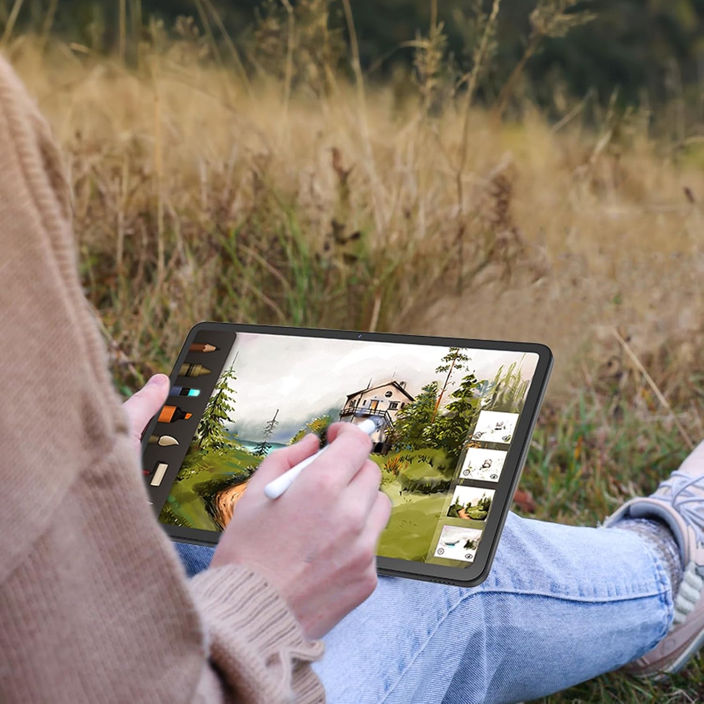 Tablet 12 inch Android 15 Tablets, 24GB(8+16)RAM+256 Storage(Expand to 1TB), Android Tablet with Keyboard, Octa-Core, 2K 2000x1200 Display, 16MP Dual Camera, 8000mAh, 5G WiFi,GPS,Bluetooth 5.0(Pink)