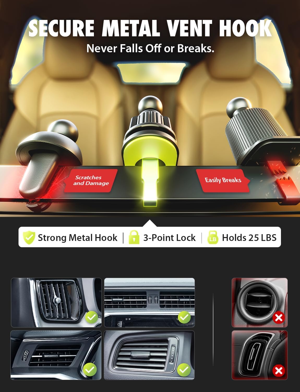 Bracketron MagAlign Extend 15W Magsafe Car Mount Charger, Magnetic Car Phone Holder Charger Wireless Car Charger for iPhone 16 Pro Max 15 14 13 12,Vent/Windshield/Dash Phone Mount Holder Fast Charger