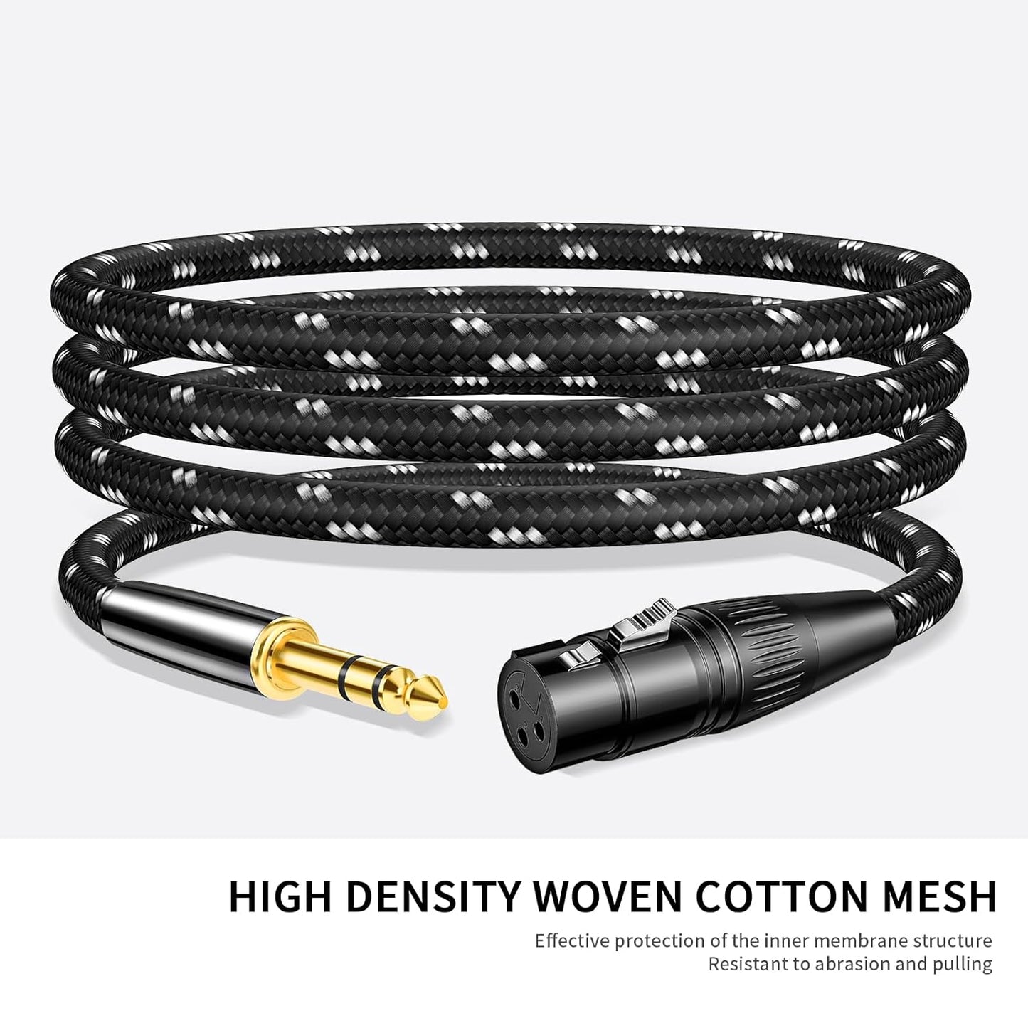 Kumiho XLR Female to 1/4 Inch 6.35mm TRS Stereo Cable Hi-Fi Balanced Bi-Shielded Interconnect Patch Cables for Microphones, Amplifiers, Mixers, Speakers 10FT