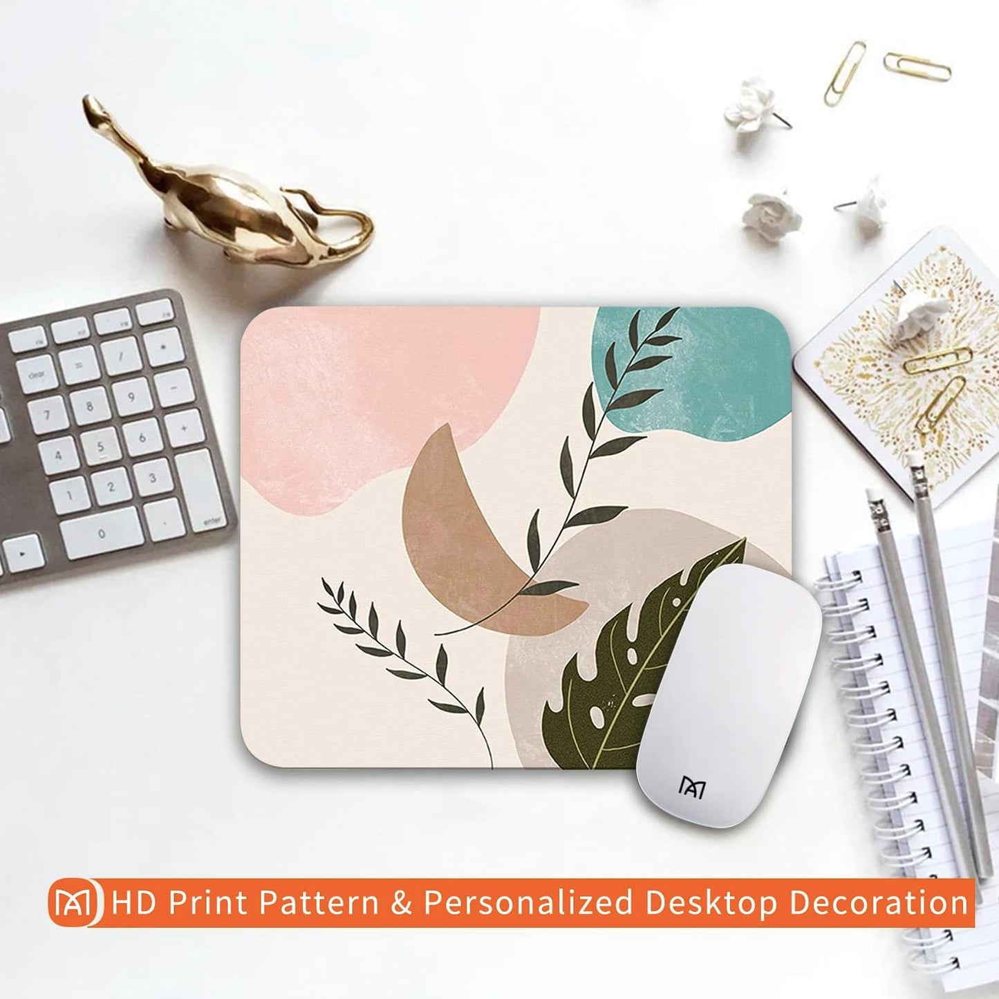 Square Mouse Pad Abstract Art, Personalized Premium-Textured Custom Mouse Mat Design, Washable Mousepad Cloth, Non-Slip Rubber Base Computer Mouse Pads for Wireless Mouse