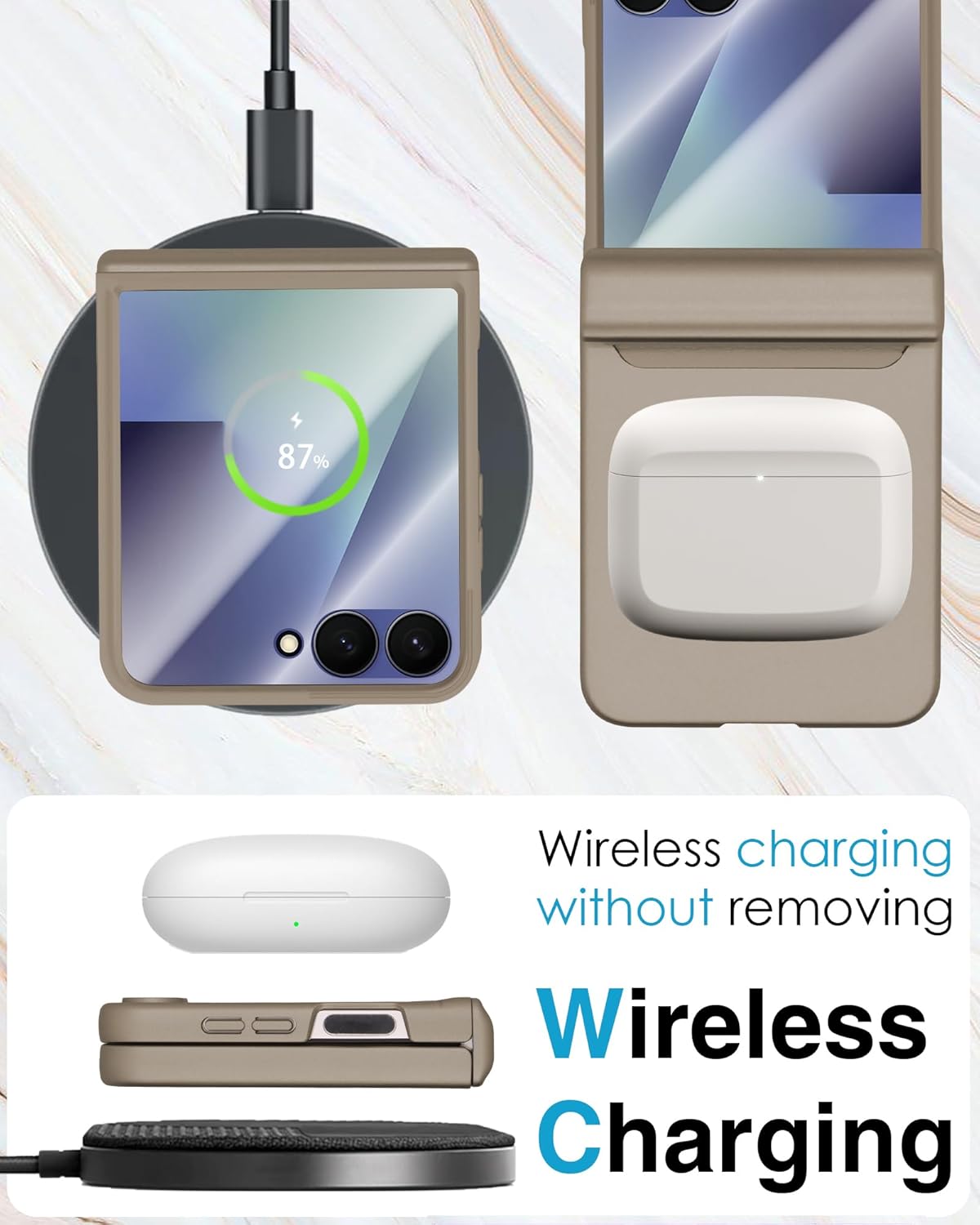 STORMTAL for Samsung Galaxy Z Flip 7 Case, Hinge Protection, Built-in Screen Protector, Wireless Charging, Shockproof, Slim Rugged Phone Protective Case for Galaxy Z Flip 7