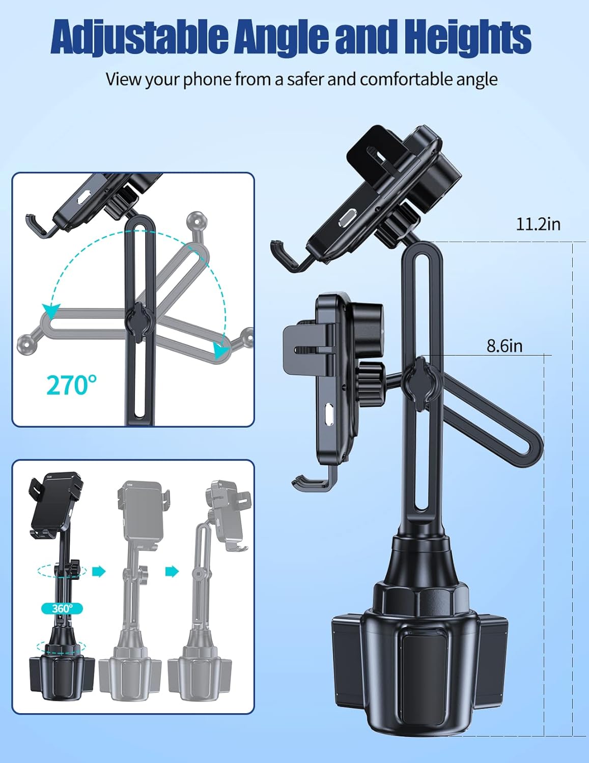 Wireless Car Charger, MOKPR 15W/10W/7.5W Cup Holder Phone Mount, Auto Clamping Fast Charging Car Mount, Air Vent Phone Holder for iPhone 16 15/14/13/12 pro/12/11/XS/X/8, Samsung S23/S22/S10/S9/S8, etc