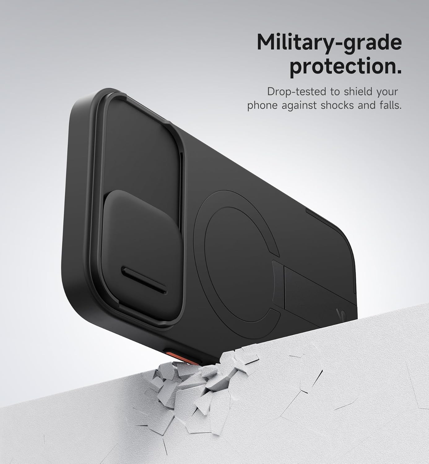 SURITCH for iPhone 16 Plus Case with Magnetic Camera Slide Cover and Adjustable Kickstand, Compatible with MagSafe, Shockproof Bumper Case Slim Protective Cover for iPhone 16 Plus 6.7 Inch, Black