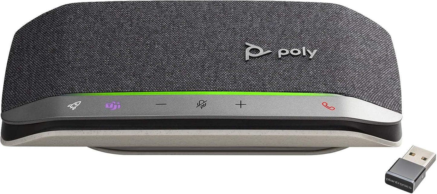 POLY - Sync 20+ USB-A Personal Bluetooth Smart Speakerphone (Plantronics) - Connect to Smartphones via Bluetooth-PC/Mac via - BT600 Dongle -Works with Teams (Certified), Zoom & More,Black