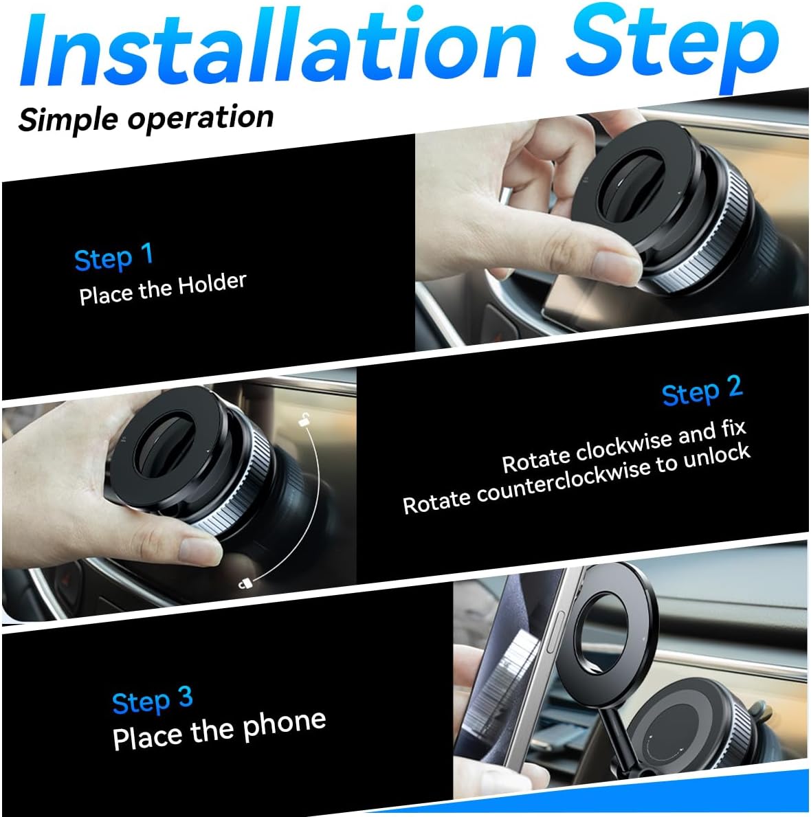 Upgraded Nano Gel Magnetic Phone Holder, 360° Rotation Vacuum Suction Cell Phone Mount for Magsafe,Strong Suction Adjustable Phone Car Mount Foldable Stand for iPhone 12-16 Series(Not Charge Phone)