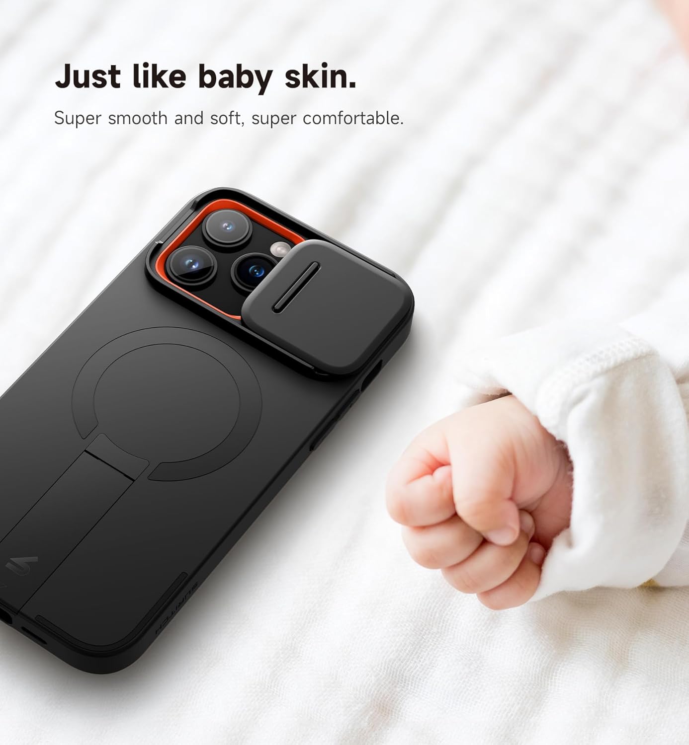 SURITCH for iPhone 14 Pro Max Case with Magnetic Camera Slide Cover and Adjustable Kickstand, Compatible with MagSafe, Shockproof Bumper Case Slim Protective Cover 6.7 Inch, Black