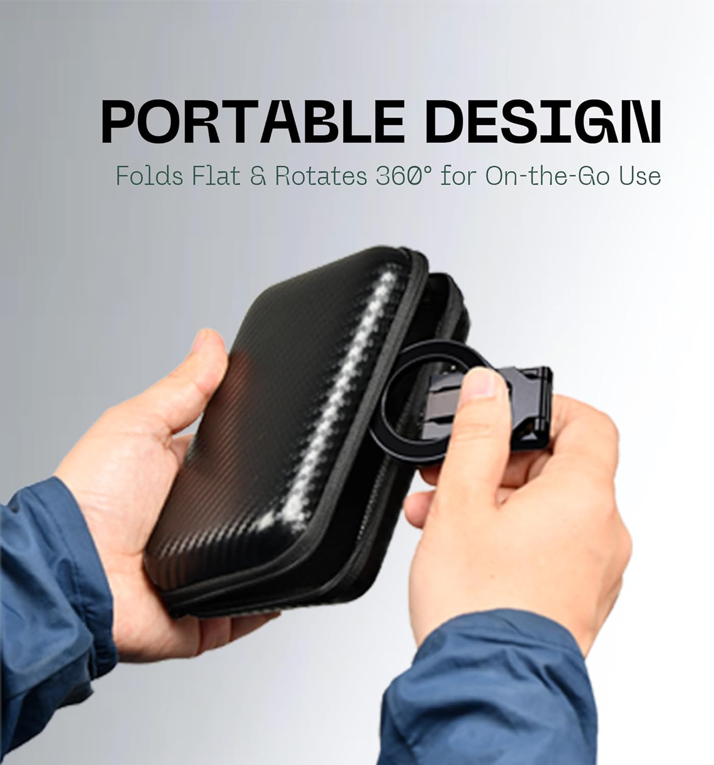 FANAUE MT-05 Magnetic Phone Stand Compatible with MagSafe iPhone Holder for Desk, 360°Rotation Foldable Cell Phone Stand Compatible for iPhone 16 15 14 13 12 Pro Max and MagSafe Case, Black