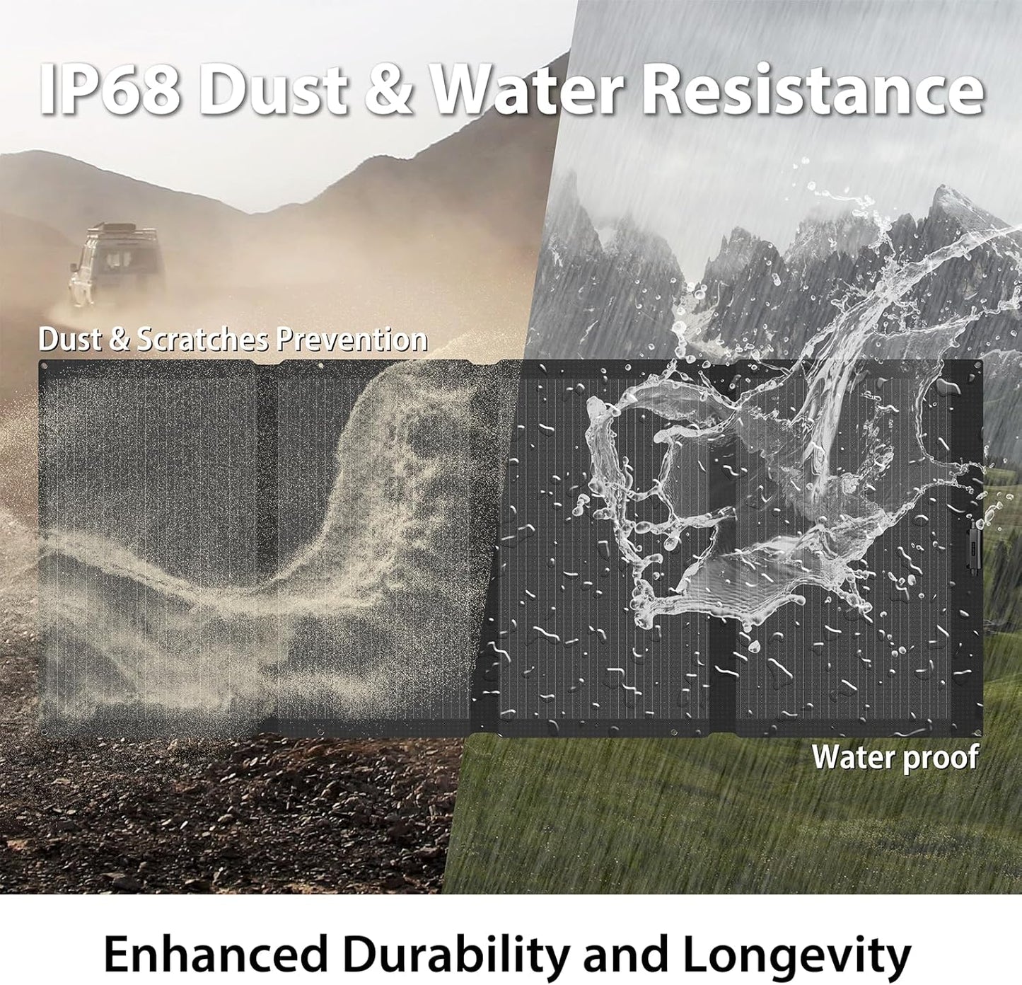 410W 42V ETFE Portable Solar Panel, IP68 Waterproof Foldable 24% High Efficiency, Ultra-Light Solar 4 Kickstands fo Power Station RV Camping