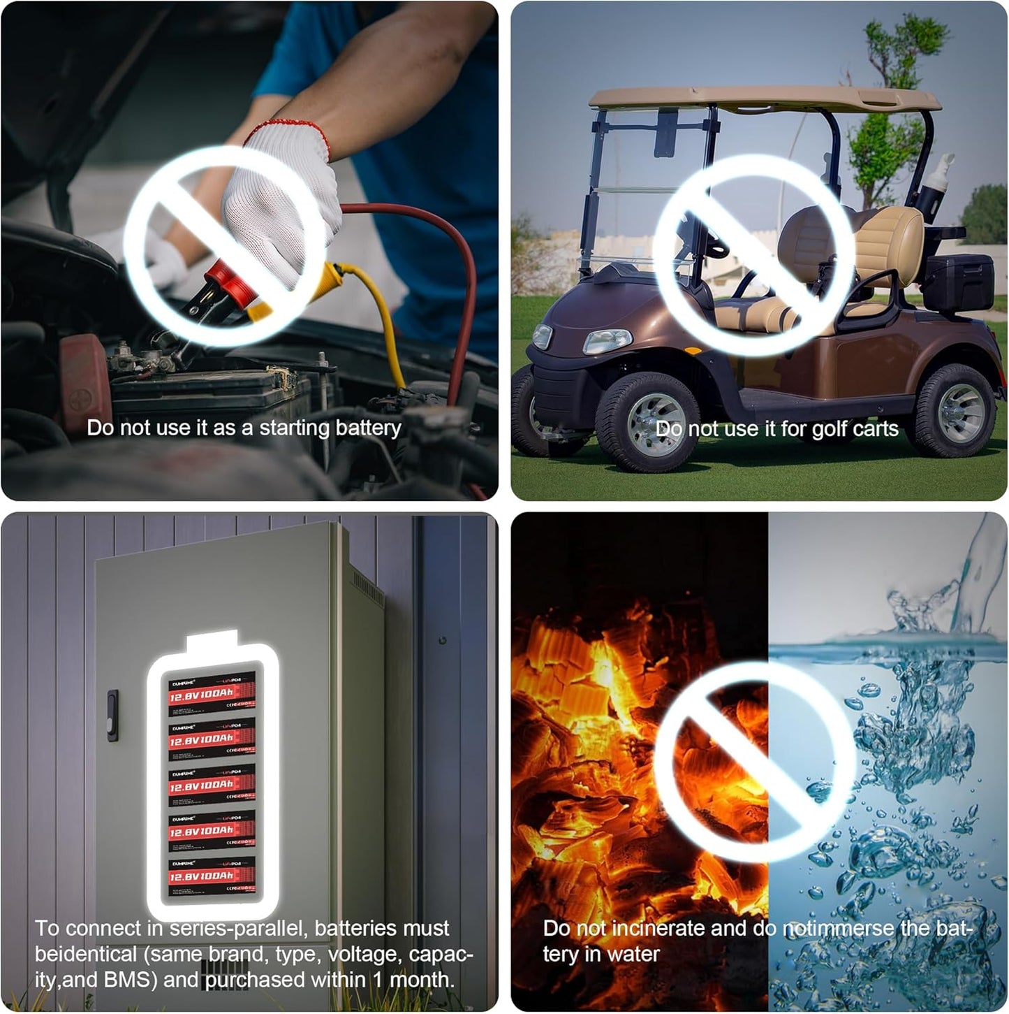 2 pack 12V 100Ah LiFePO4 Lithium Battery Built-in 100A BMS, 6000+ Cycles, 1280Wh, High Energy Density, Ideal for RVs, Boats, and Off-Grid Applications