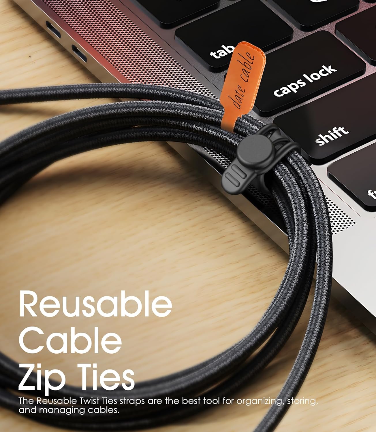 32Pcs Nearockle Cable Labels and Silicone Cable Ties Cable Management Set, Reusable 16 Cable Ties+16 Cord Labels for Electronics, Travel Home Office Desk Wire Organization (Multicolor)