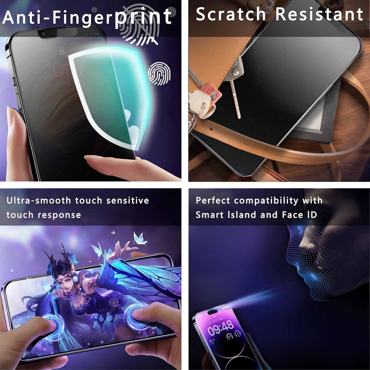 (2-Pack Matte Privacy Anti-Spy Screen Protector for iPhone 13 Pro Max/14 Plus (6.7-Inch),9H Tempered Glass,Anti-Glare,Full Coverage,Anti-Fingerprint,Auto Dust Removal,Bubble-Free