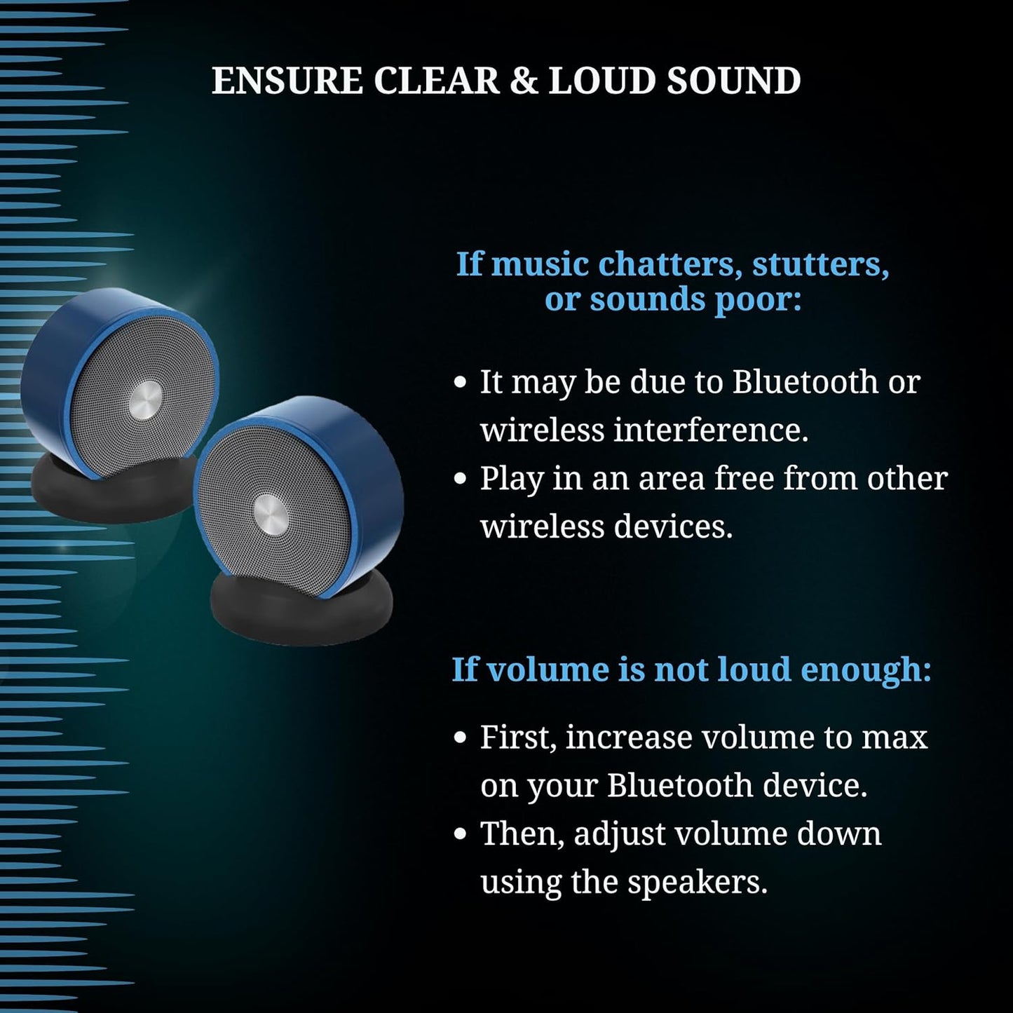 Paired Bluetooth Speakers - Surround Sound Stereo Pairing Linkable for Home TV Car