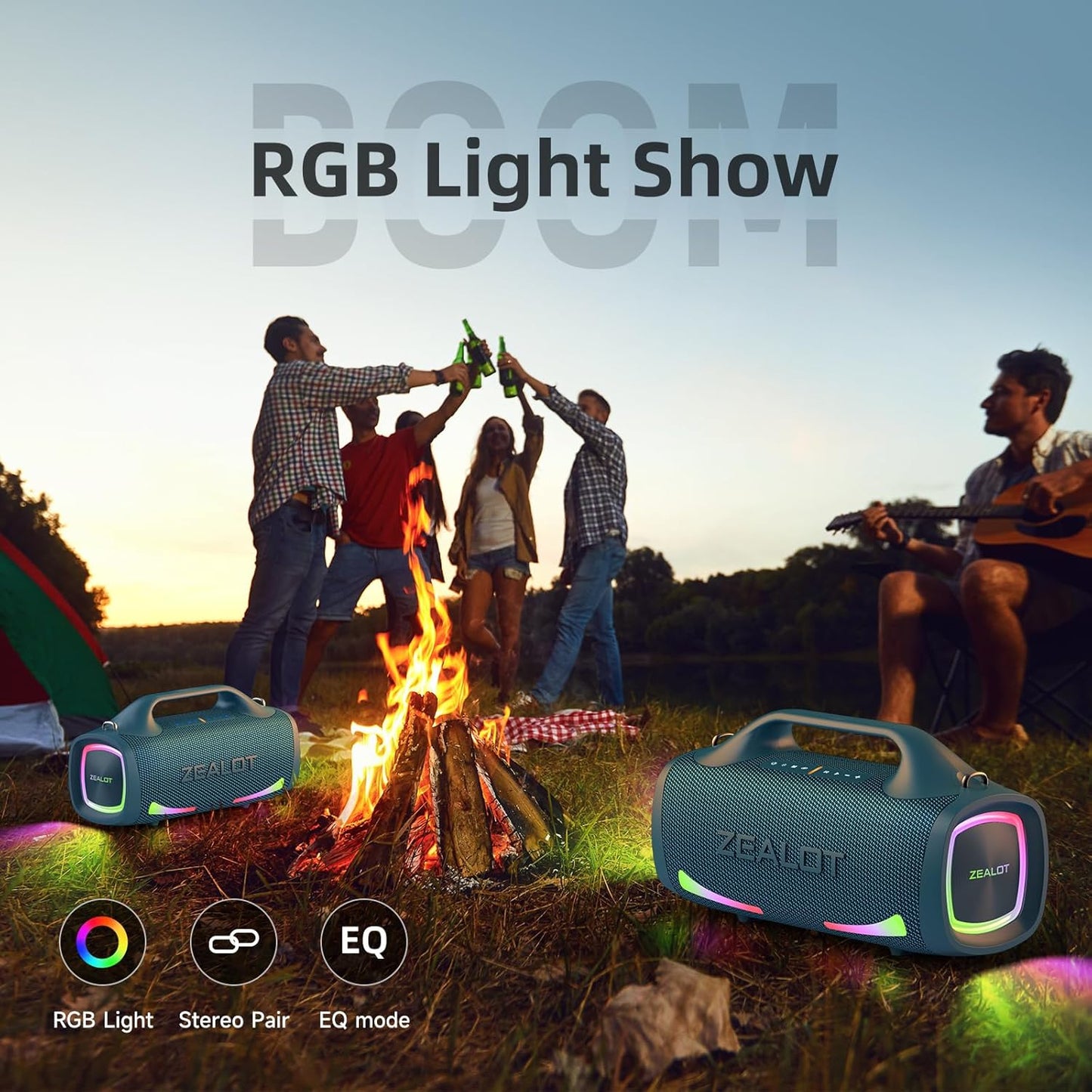 ZEALOT Bluetooth Speaker, 110W Peak(100W) Booming Sound Speakers Wireless, Dual Pairing, XBass, BT 5.3, 24000mAh Power Bank, Portable Outdoor Waterproof Speaker for Camping, Beach Party(Dark Blue