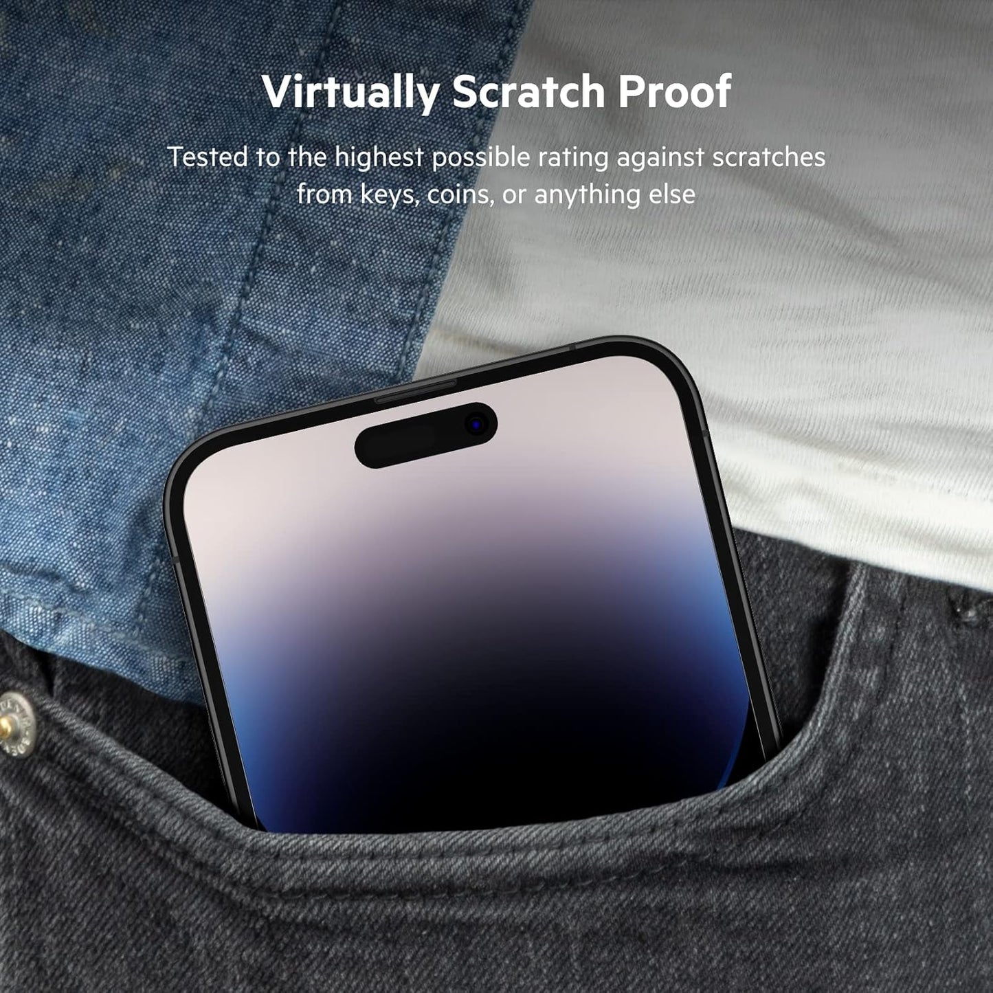 Belkin TemperedGlass iPhone 14 Pro Max Screen Protector - iPhone 14 Pro Accessories - Easy Application With Installation Guide Tray - Tempered Glass Antimicrobial Screen Protector - 9H Hardness Tested