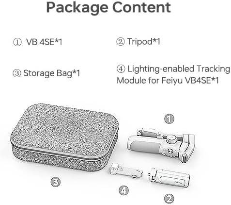 FeiyuTech VB 4SE Kit-Phone Gimbal Stabilizer with Bag,Lighting Enabled Tracking Module, Phone Gimbal for Video Recording,Gesture Control, Fit iPhone&Android,Vertical Shot for YouTube,TikTok,Max 0.69lb