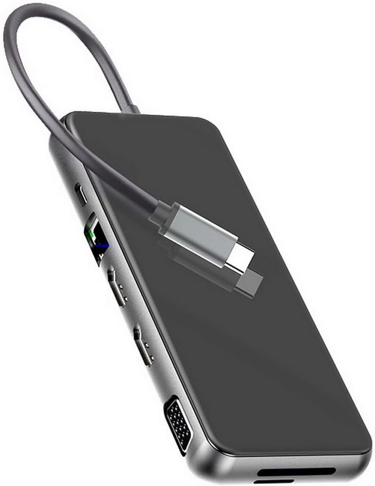 Generic 12 in 1 USB C Laptop Docking Station, Dual Monitor, 4K HDMI+VGA+USB3.0+SD/TF+PD 100W+Ethernet+Audio for Windows and Mac Laptops, Tablets, Smartphones