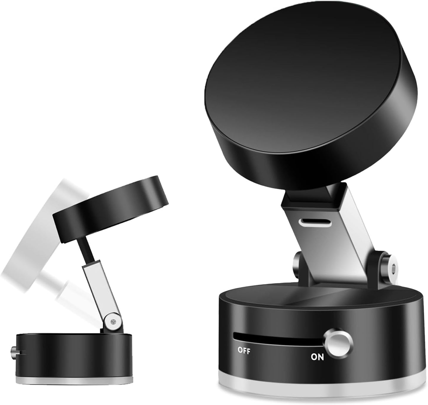 Foldable Vacuum Magnetic Suction Phone Holder,Retractable Magnetic Car Cellphone Holder,Hands-Free Portable Multifunctional Vacuum Suction Phone Mount for Car, Mirror, Gym, Kitchen (Black)