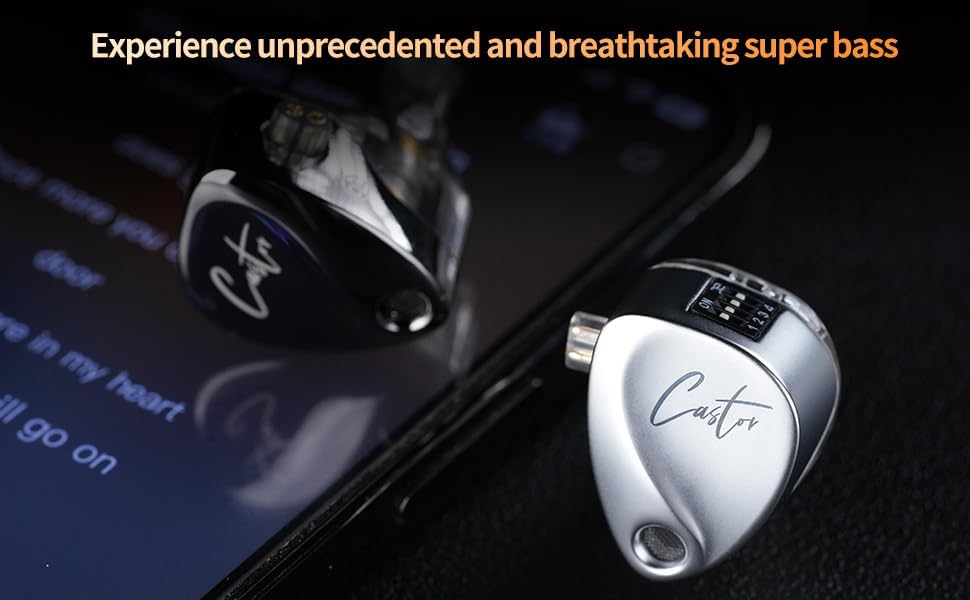 KZ Castor in Ear Monitor Headphones, HiFi Bass Wired Earphone Sound Tunable Noise Isolating IEMs, Dual-Dynamic Driver Wired Earbuds, 2PIN-C Detachable Cable for Singers Musicians