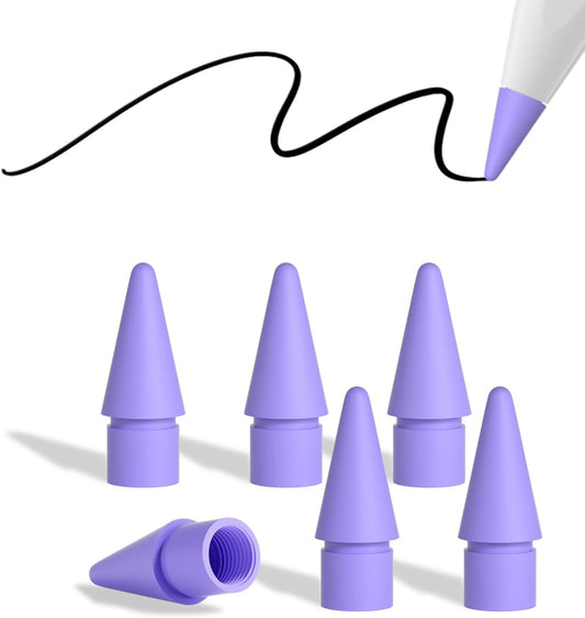 Replacement Pencil Tips for Apple Pencil Pro, Pen Tips for Apple Pencil 2nd Gen/1st Gen/USB-C, Wear-Resisting Pencil Nibs with Storage Box, Pen Nibs Set Compatible with Apple Pen (6 Pack, Purple)