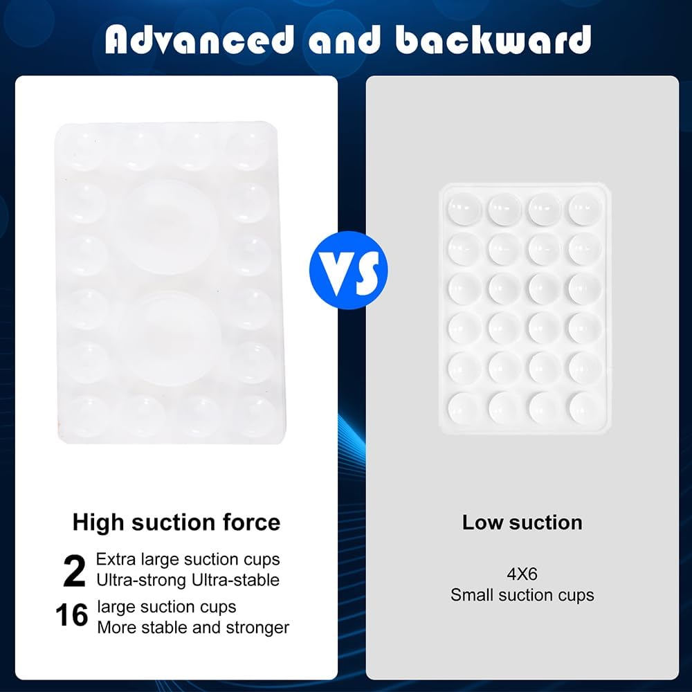 ZYCCER Double Sided Silicone Suction Phone Holder Mount,Compatible with iPhone and Android Cases Hands-Free Mirror Shower Phone Mount Strong Grip Holder (Transparent, Single Sided 1PCS)