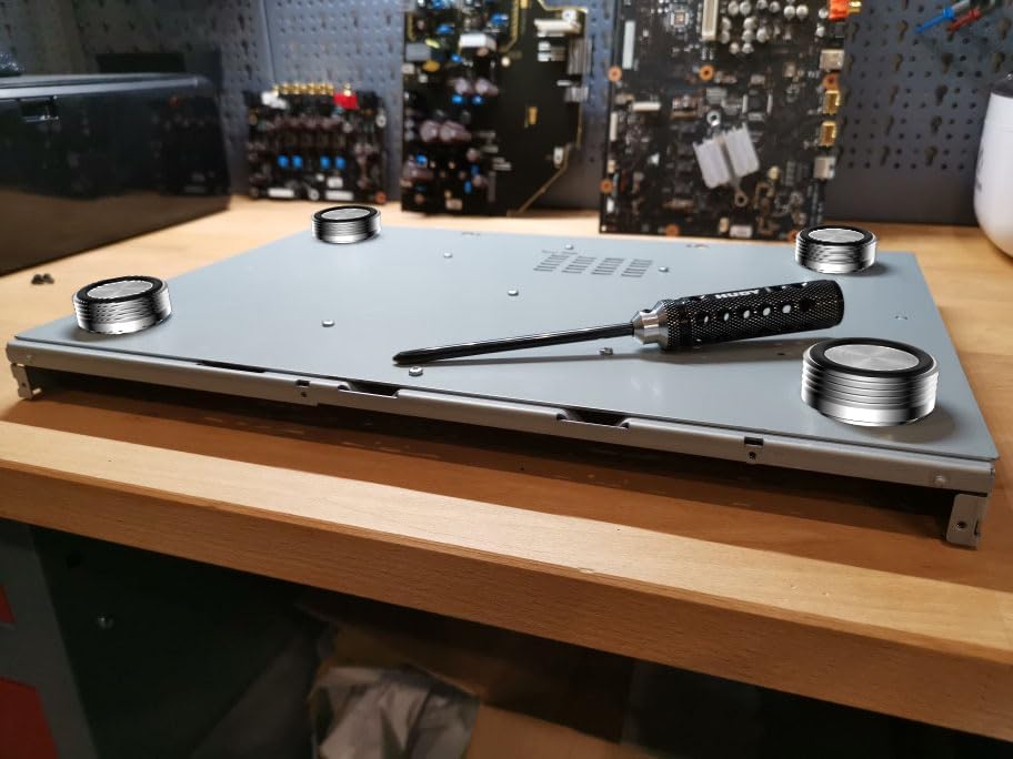 Audiocrast IF3917S HiFi Speaker Isolation Feet Pads 4PCs Aluminum 39x17mm Silver Speaker Shock Absorber Vibration Dampener Floor Protector for Audio Speaker Subwoofer CD DVD Amplifier Turntable DAC