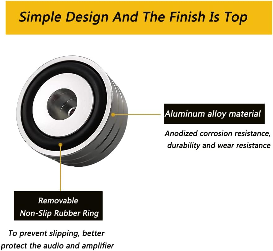 Tertullus 4 Sets High-End HiFi Aluminum Speaker Feet, Shock Base Pad Spikes,40x20mm,Shockproof Stand Pad for HiFi Devices Amplifier Turntable DAC Recorder CD (Silver)